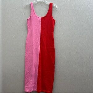 Ronny Kobo Collection Dress Size Medium Pink Red Midi